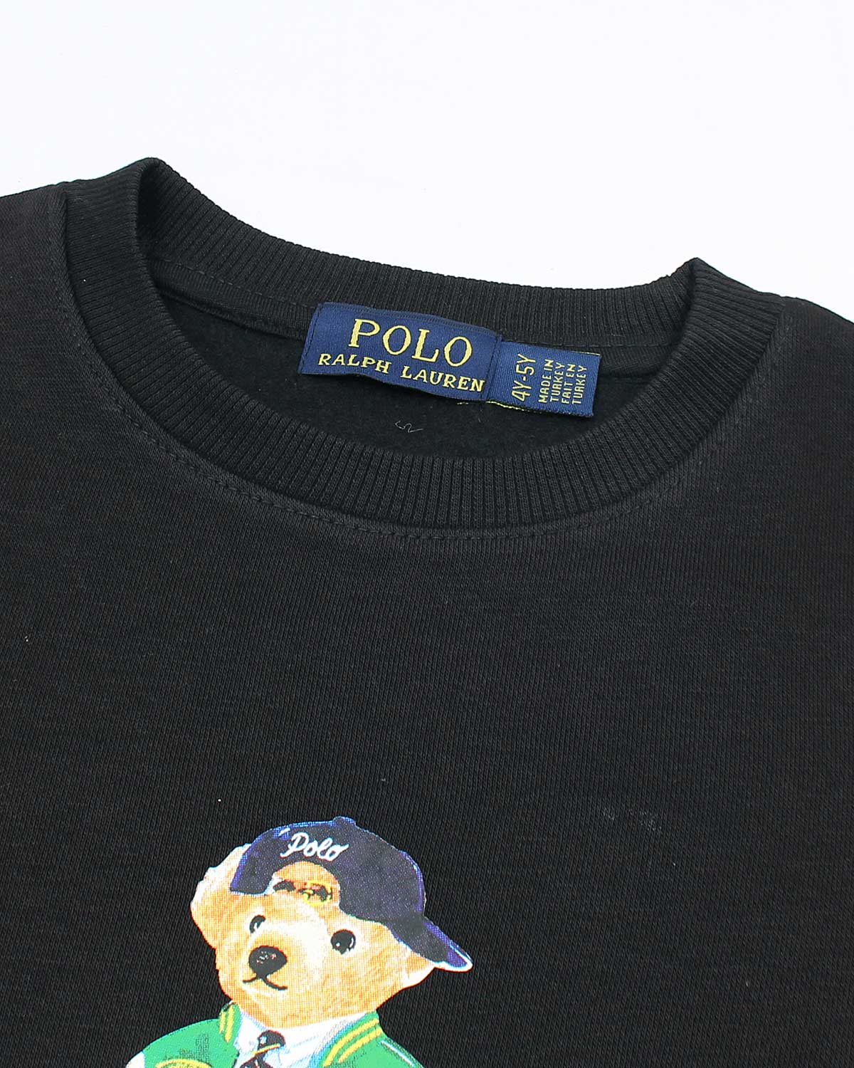 Kids Iconic Green Bear Sweat - Black