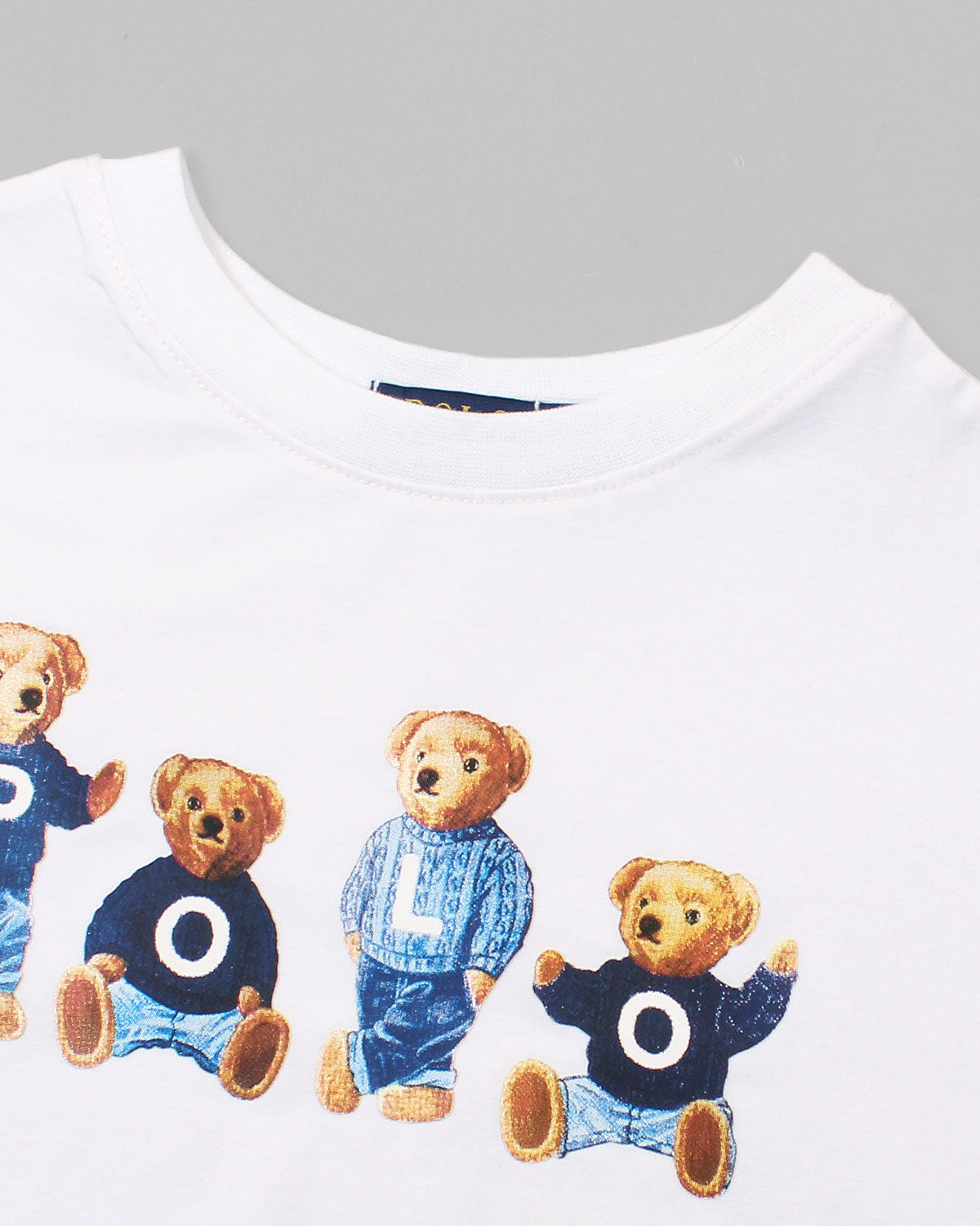 Baby Girls Cropped Bear T Shirt - White