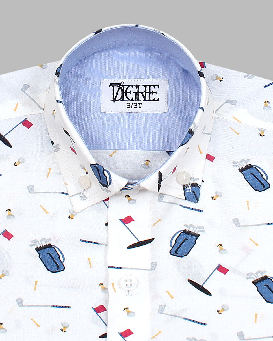 Kids Multi Printed Shirt - White