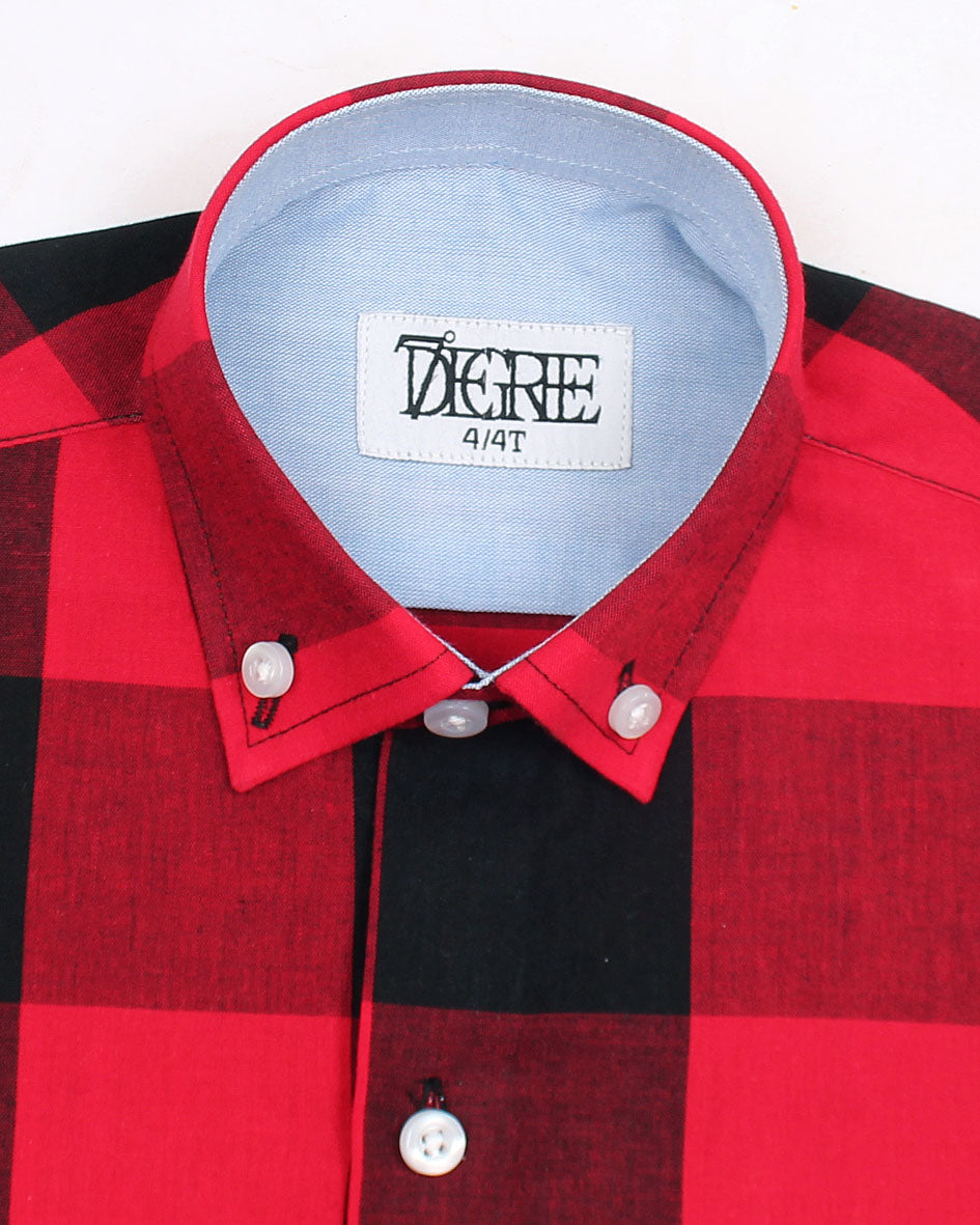 Kids Big Checkered Shirt - Red