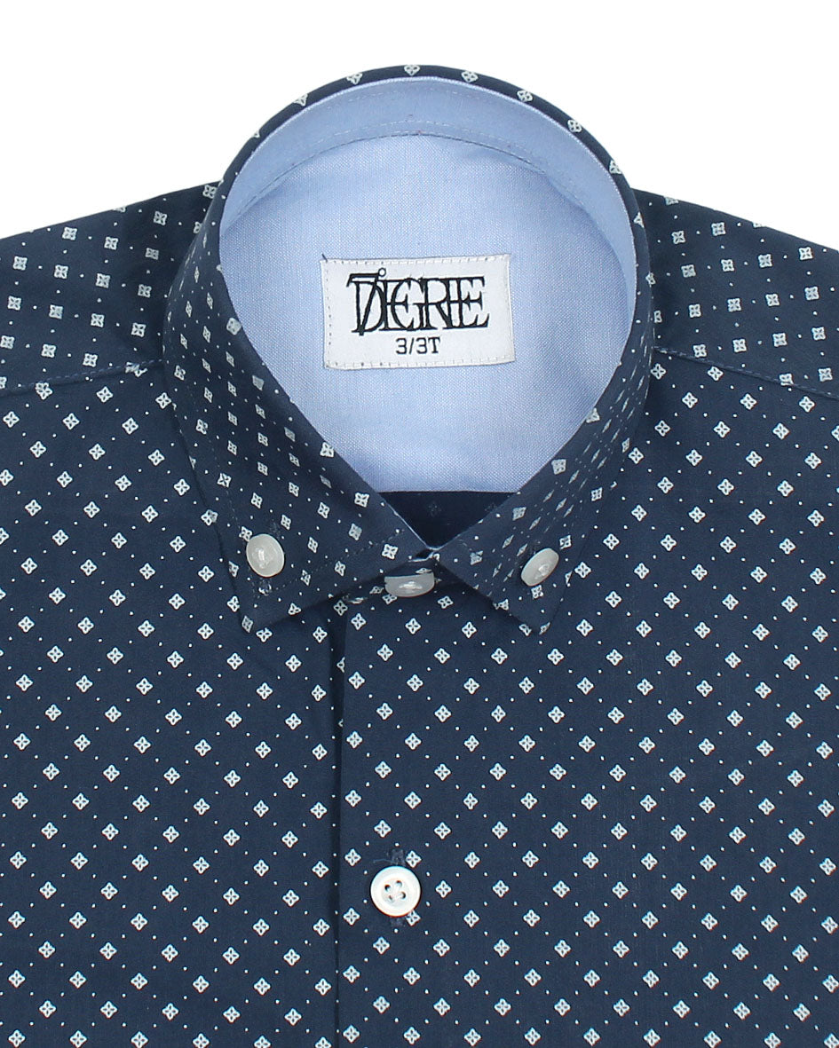 Kids Polka Printed Shirt - Navy Blue