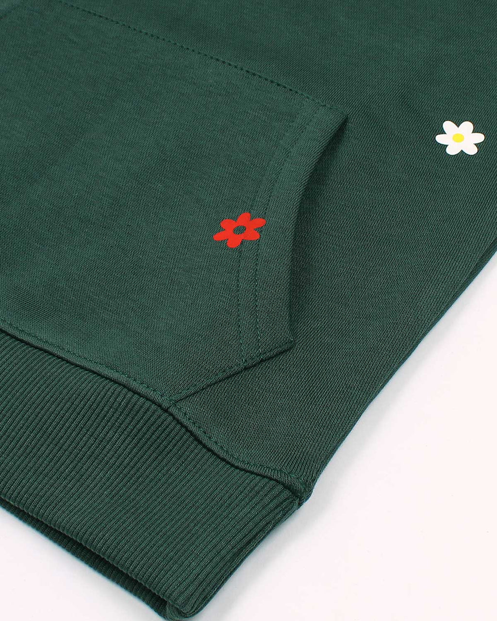 Kids Floral Embroidered Hoodie - Green