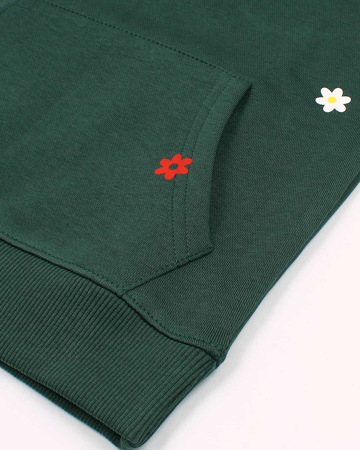 Kids Floral Embroidered Hoodie - Green