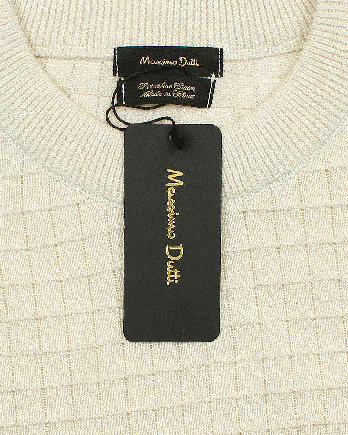 Men's Knitted Crew Neck T Shirt - Off White