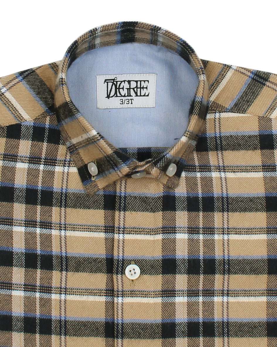 Kids Woven Checkered Shirt - Beige