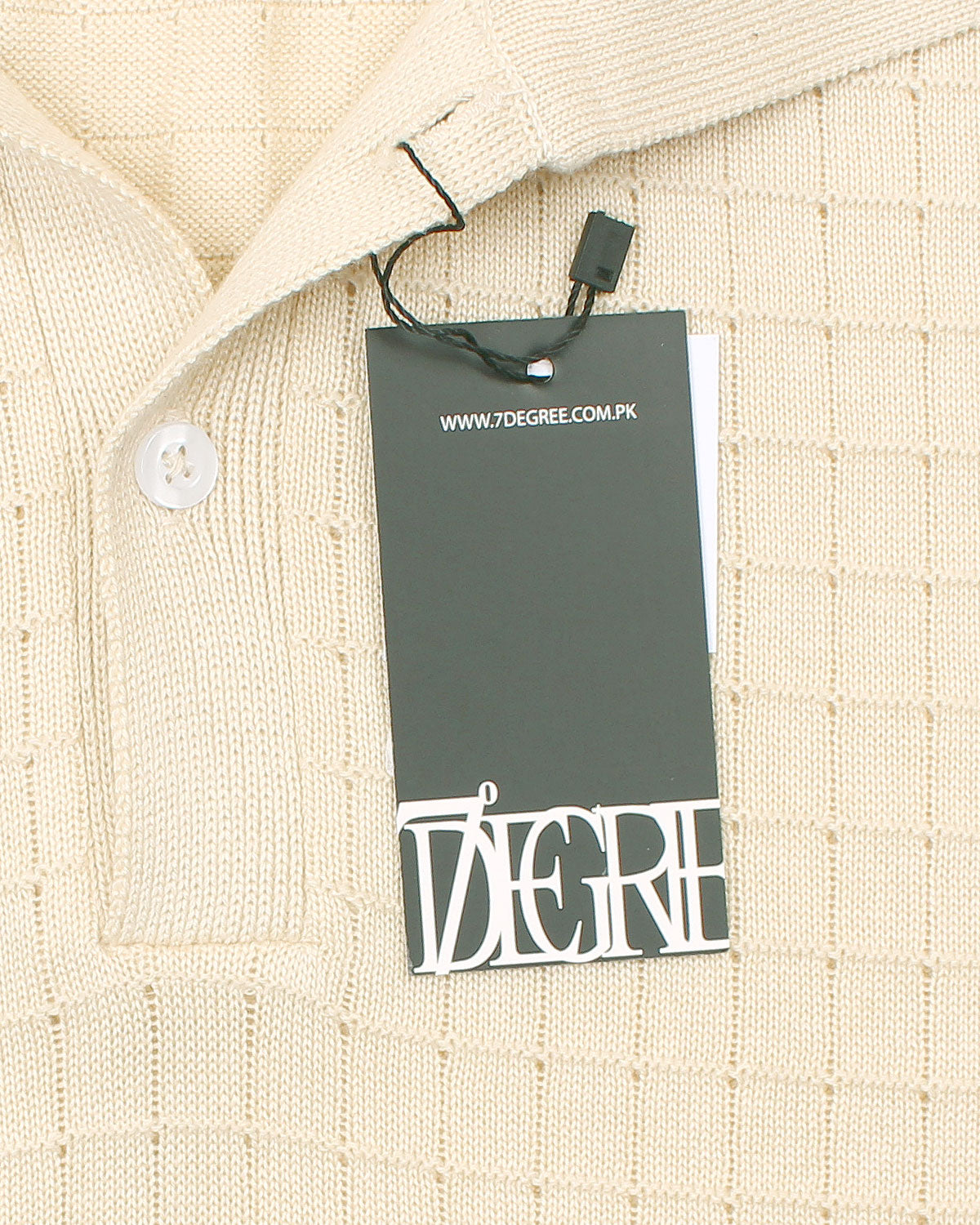 Men's Knitted Block Polo Shirt - Off White