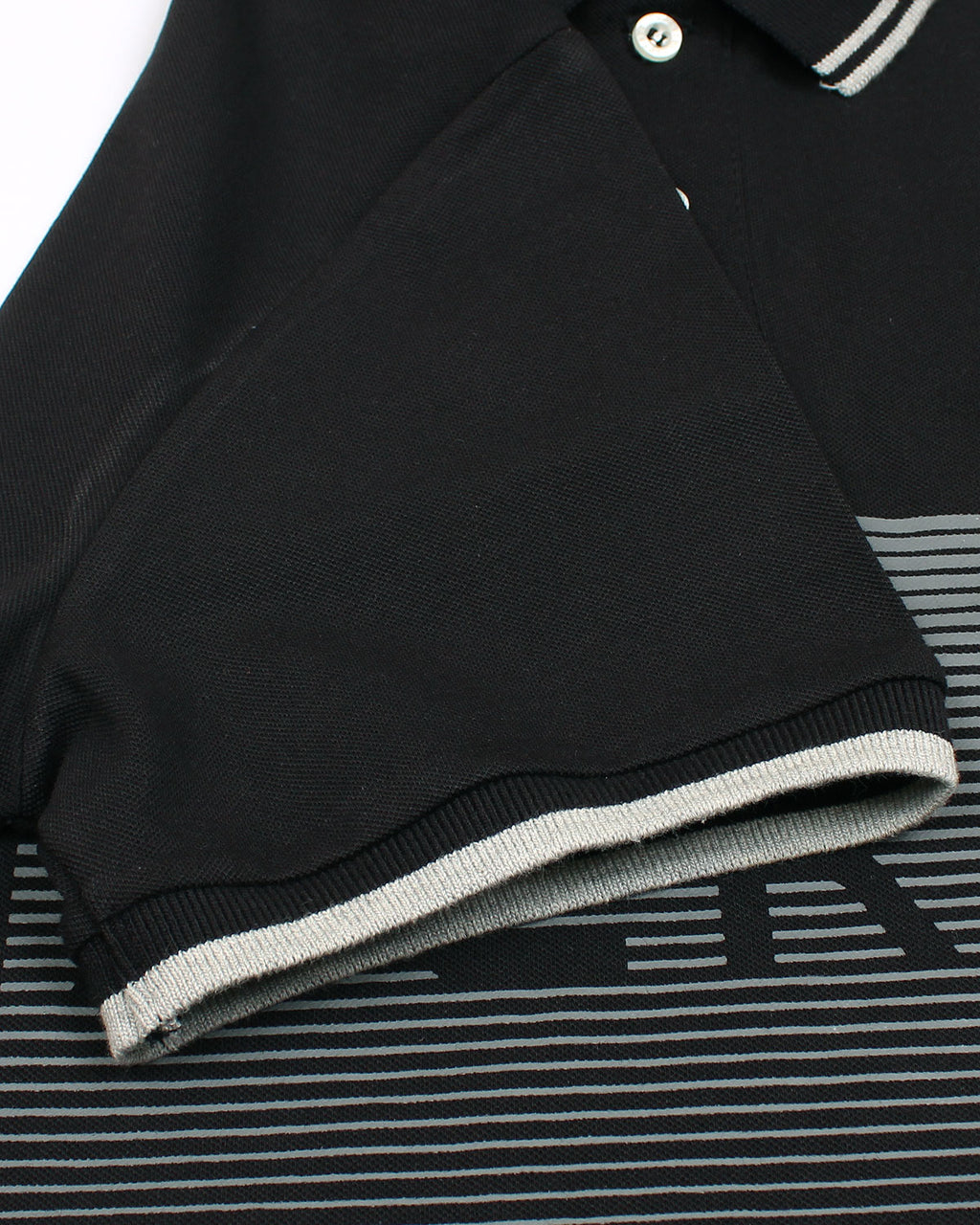 Exclusive HKT Men’s Striped Panel Logo Polo - Black