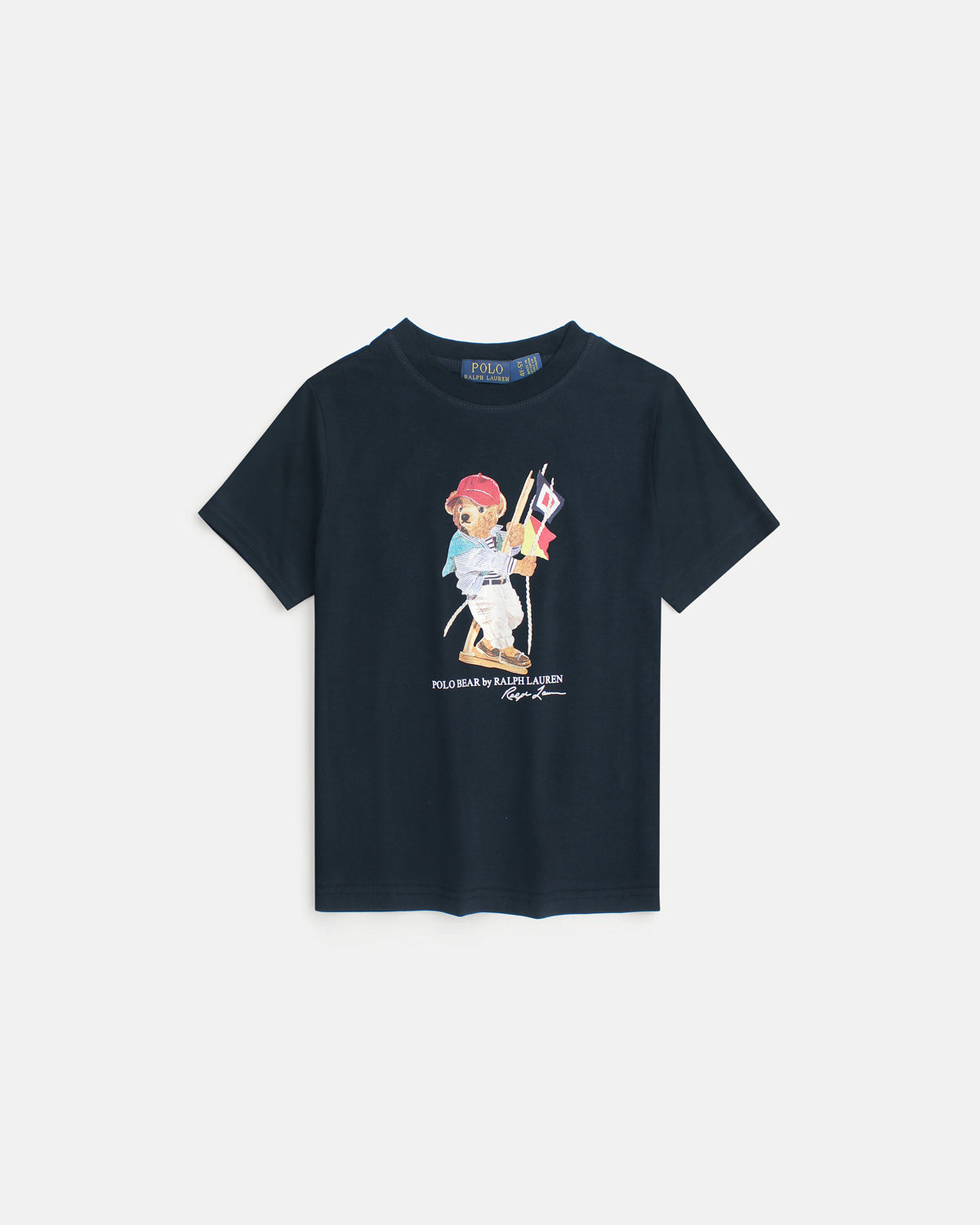 Premium Kids Flag Bear T Shirt - Navy Blue