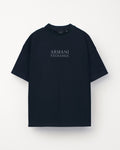 A-X Men's Oversized Logo Embroidered T-Shirt –  Navy Blue
