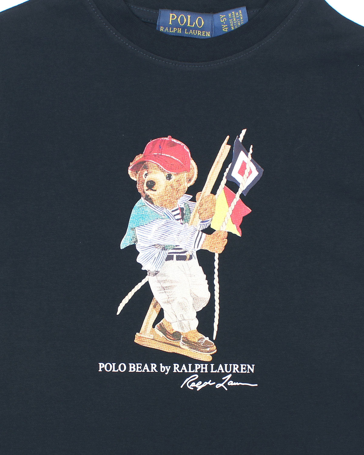 Premium Kids Flag Bear T Shirt - Navy Blue