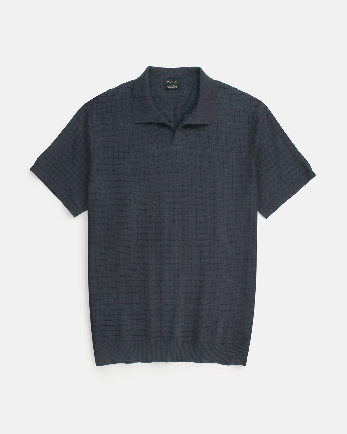 Men's Knitted Block Polo Shirt - Grey