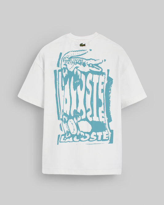 Lac. Oversized Front Back Men Tee - White