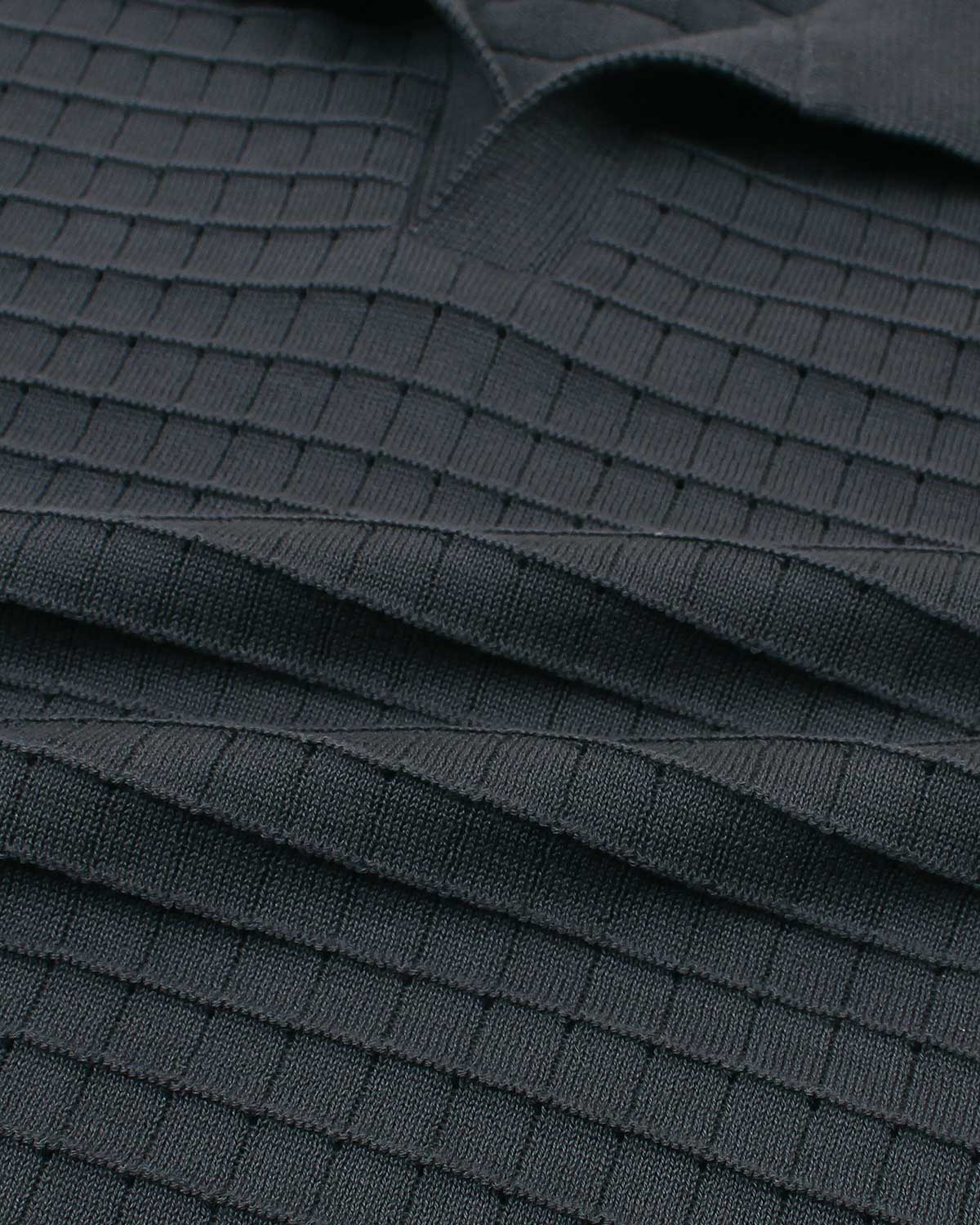 Men's Knitted Block Polo Shirt - Grey