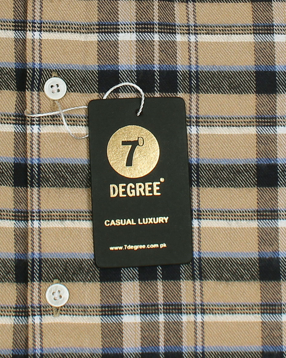 Kids Woven Checkered Shirt - Beige