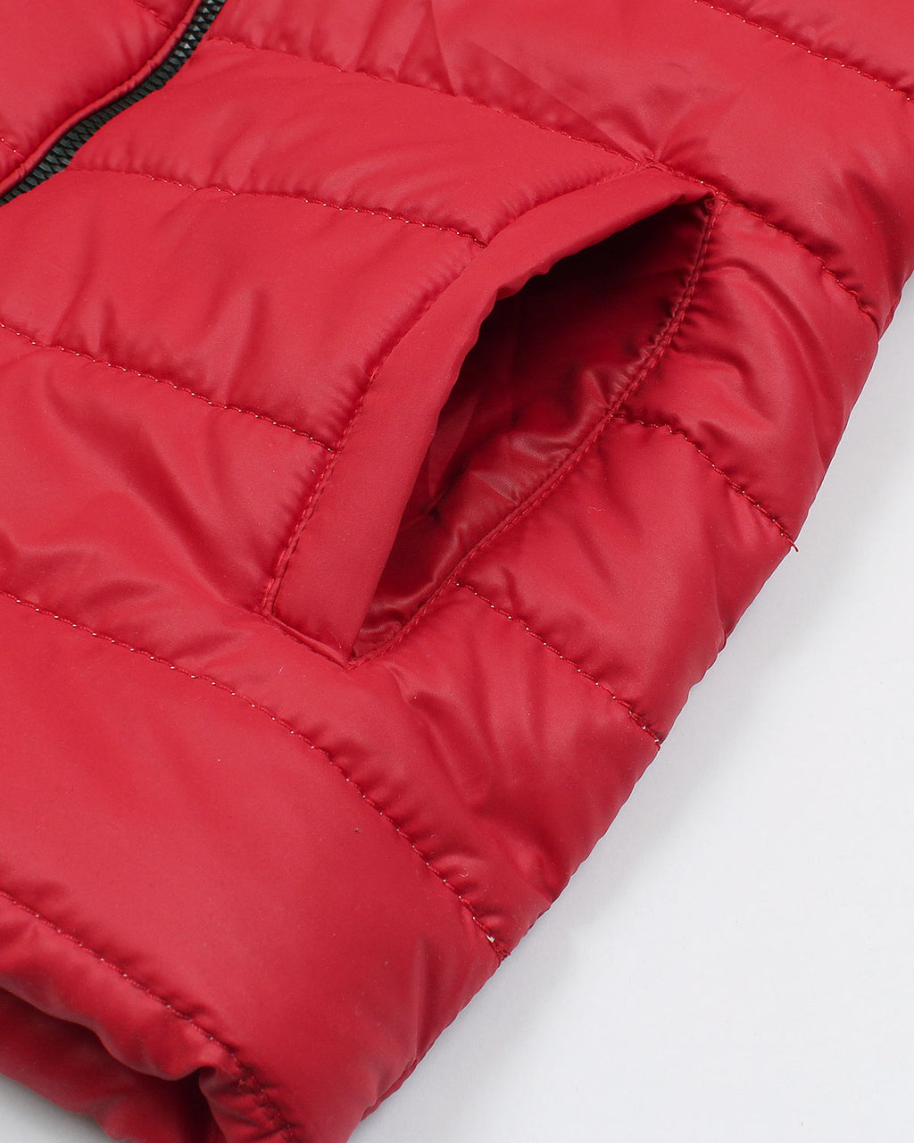 Kids Puffer Hooded R-L Jacket - Red