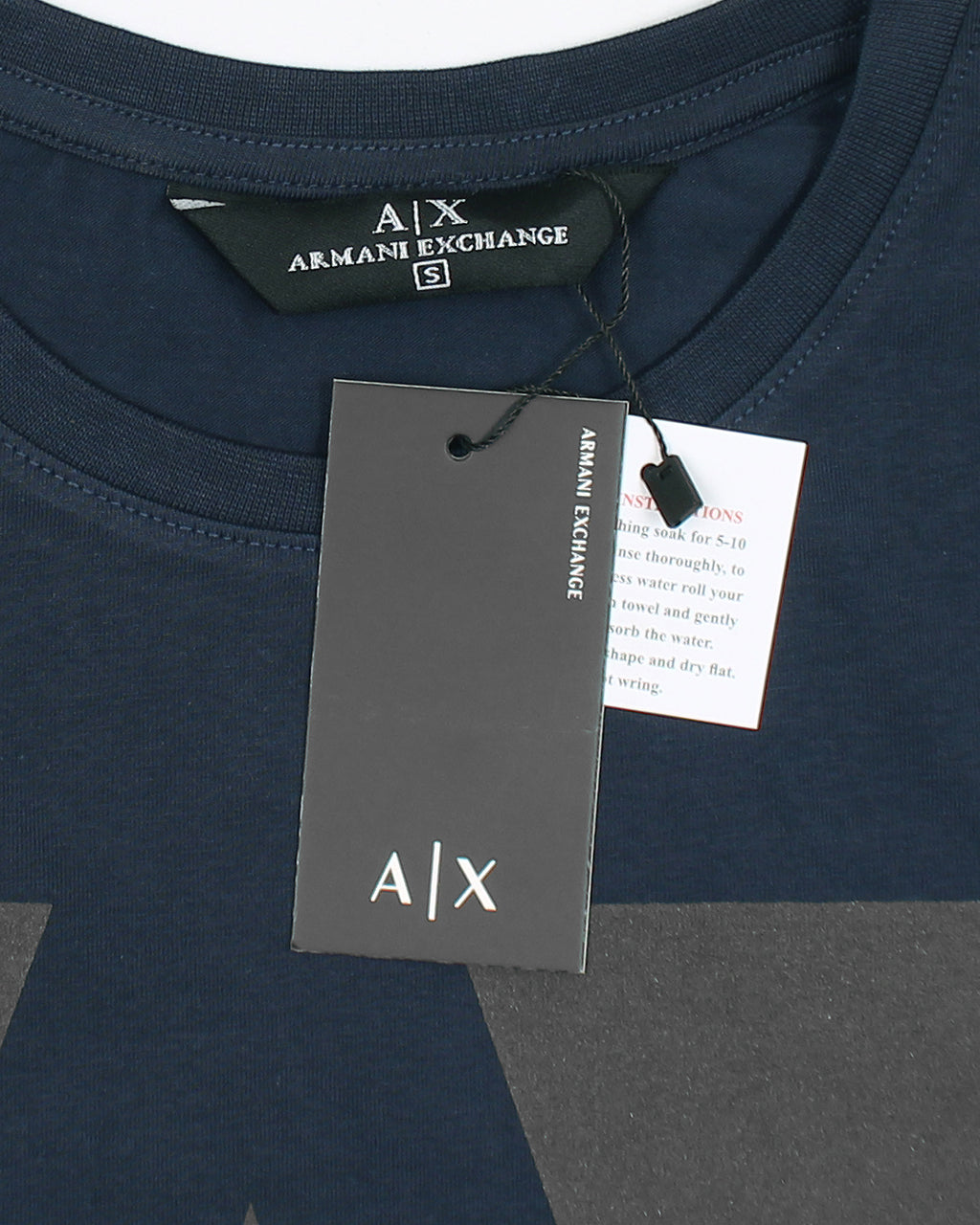 Exclusive A-X Crew Neck Tee Shirt - Navy Blue