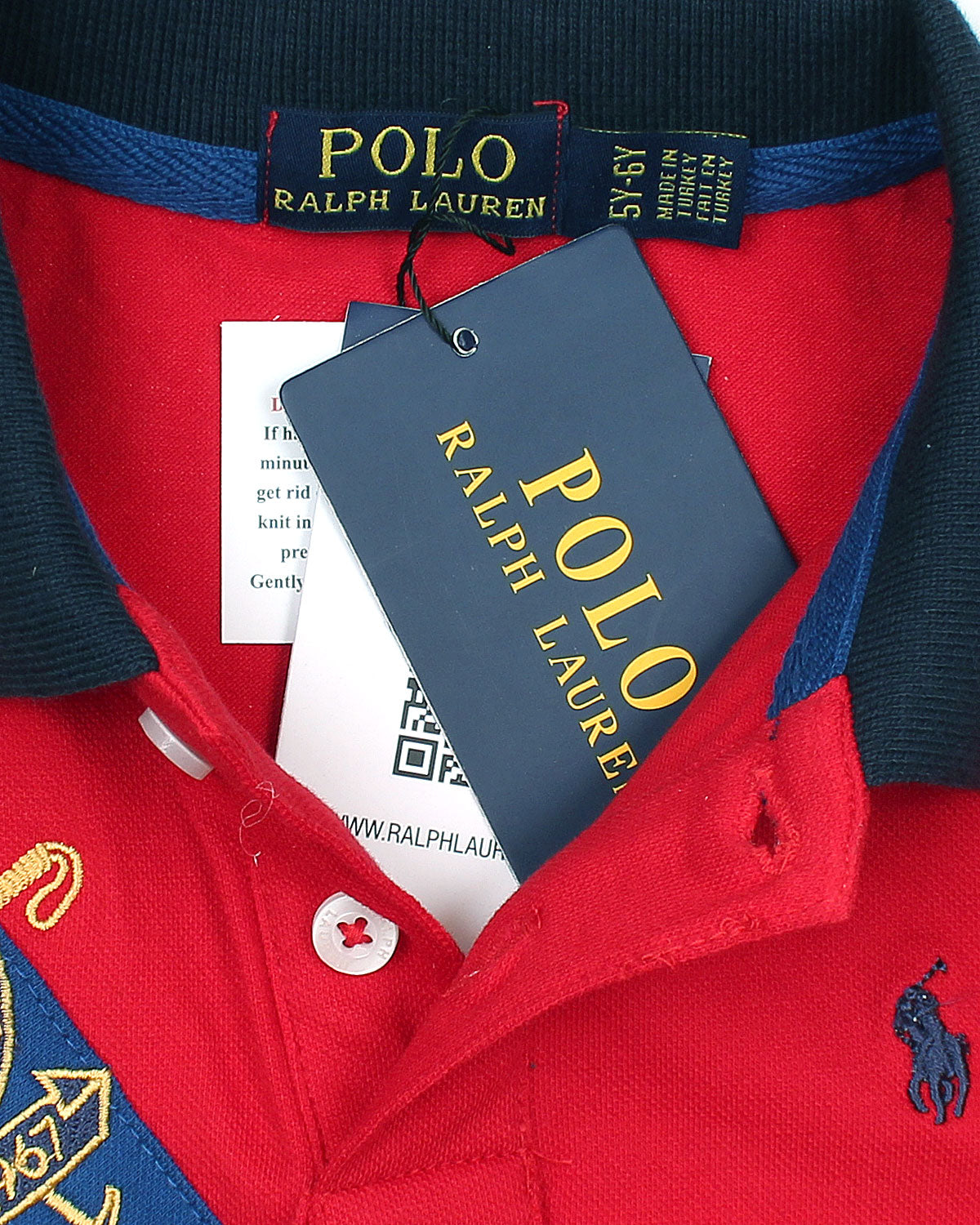 Premium R/L Kids Stripe Motive Polo - Red