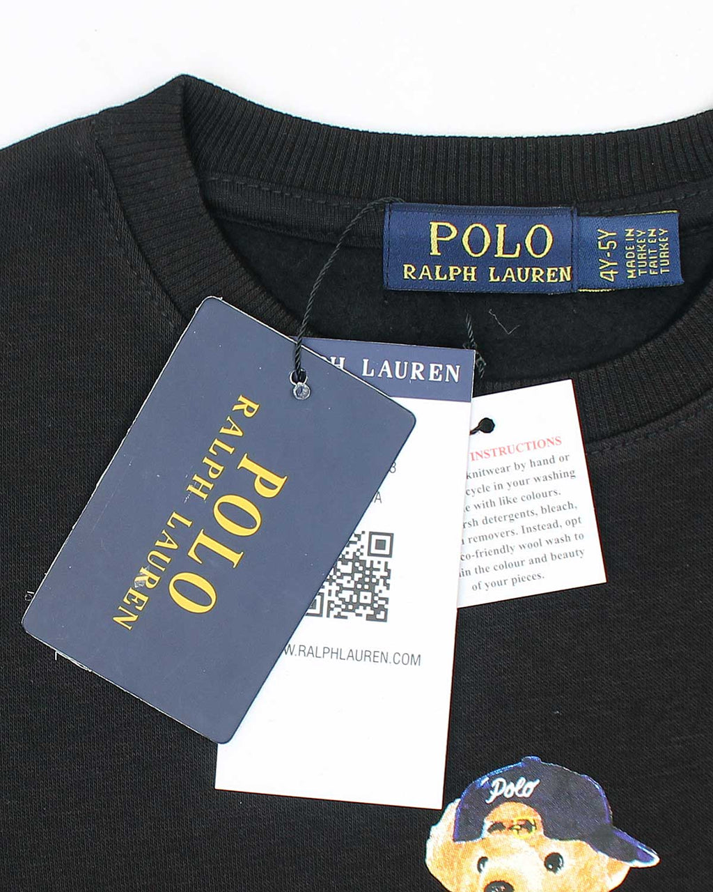 Kids Iconic Green Bear Sweat - Black