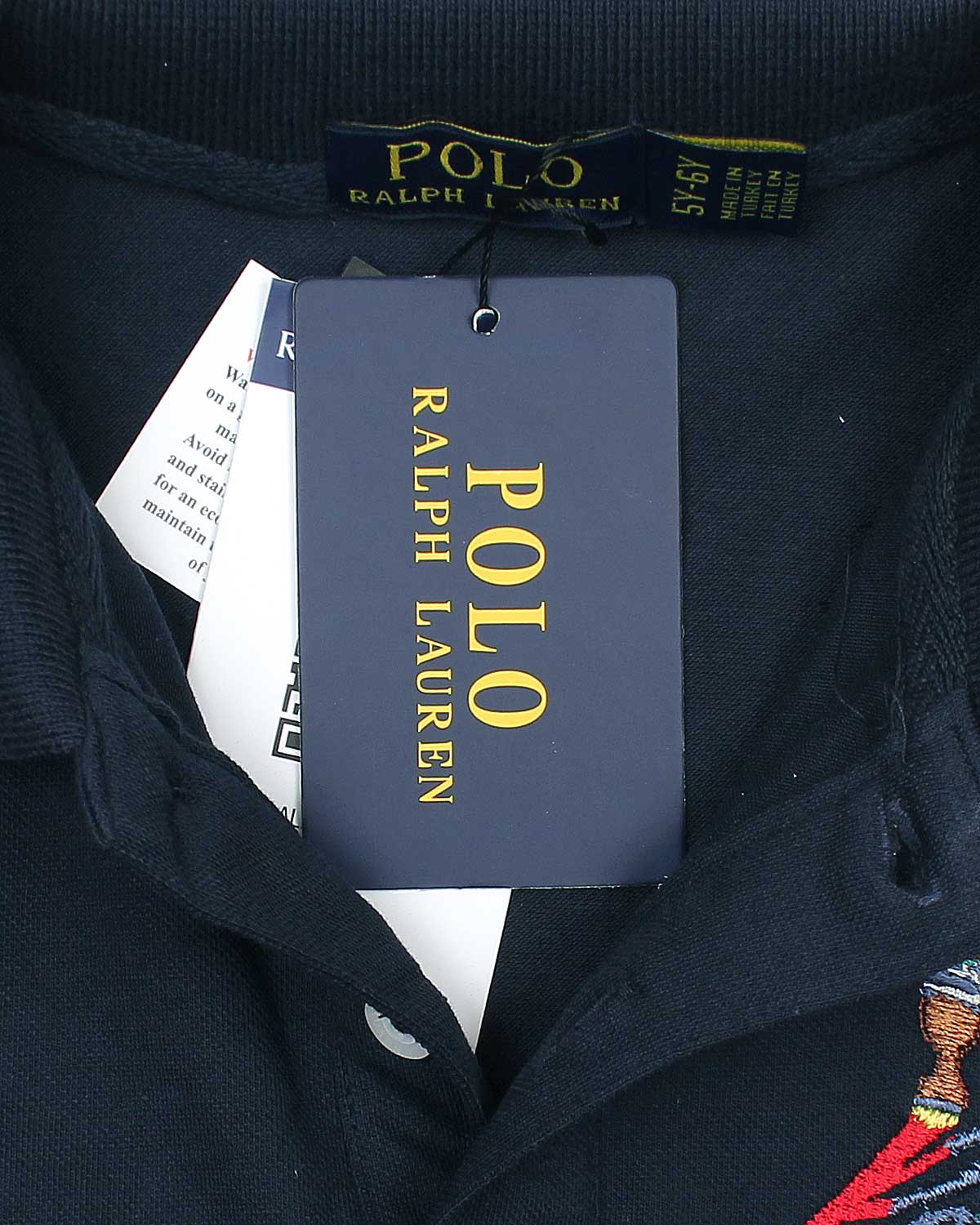 Premium Kids Color Bear Polo - Navy Blue