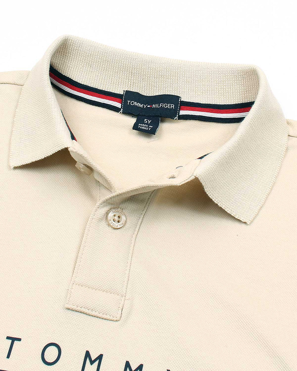 Kids Tommy Lined Polo - Off White