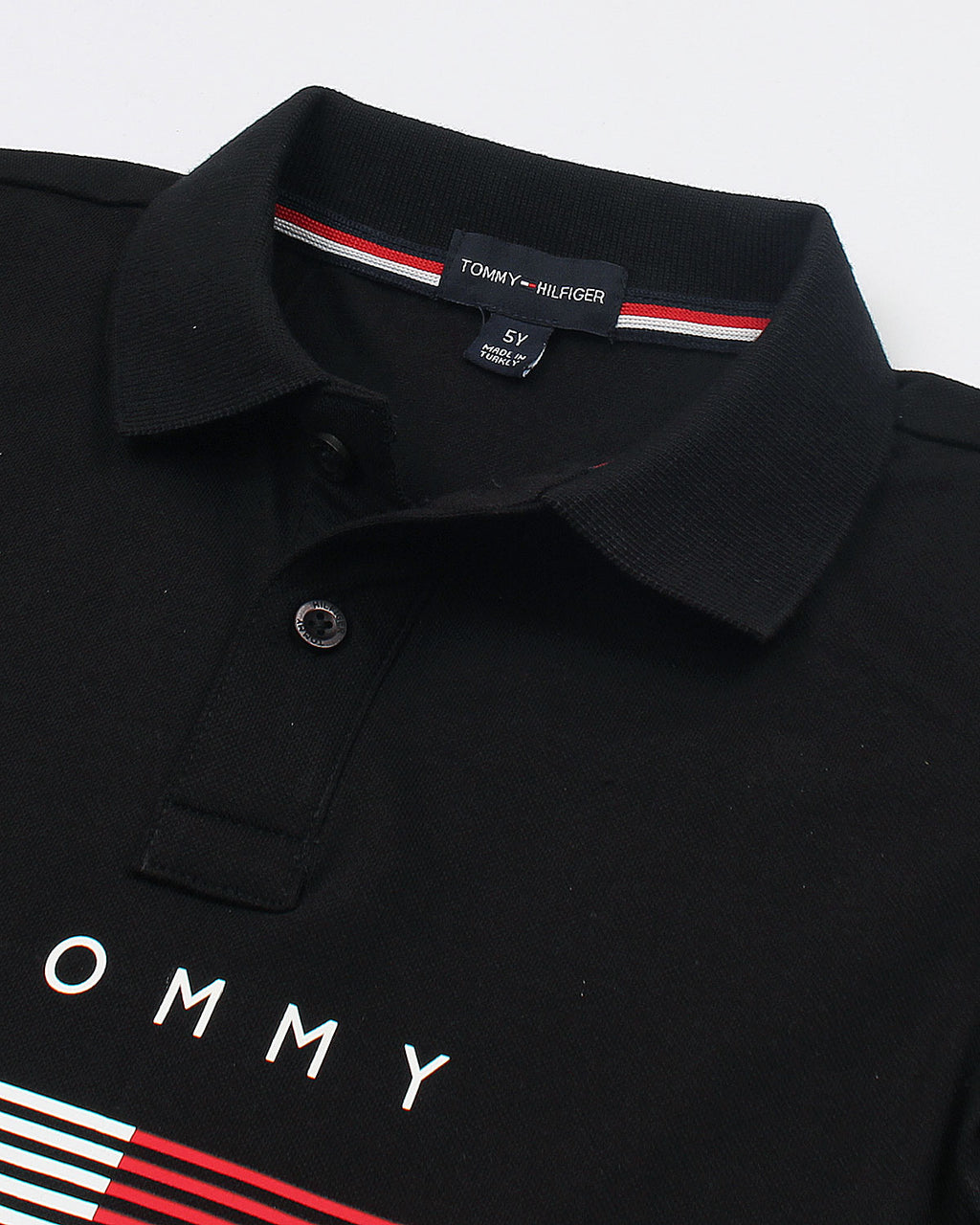 Kids Tommy Lined Polo - Black
