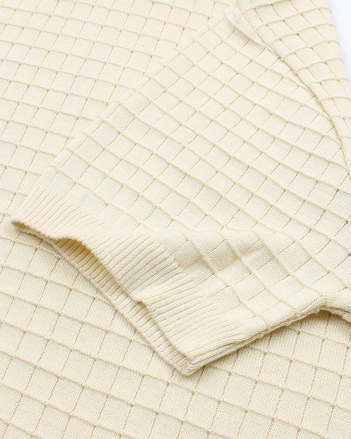 Men's Knitted Crew Neck T Shirt - Off White