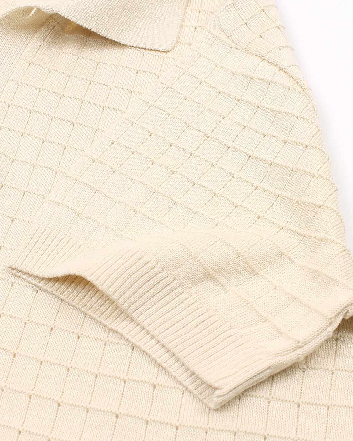 Men's Knitted Block Polo Shirt - Off White