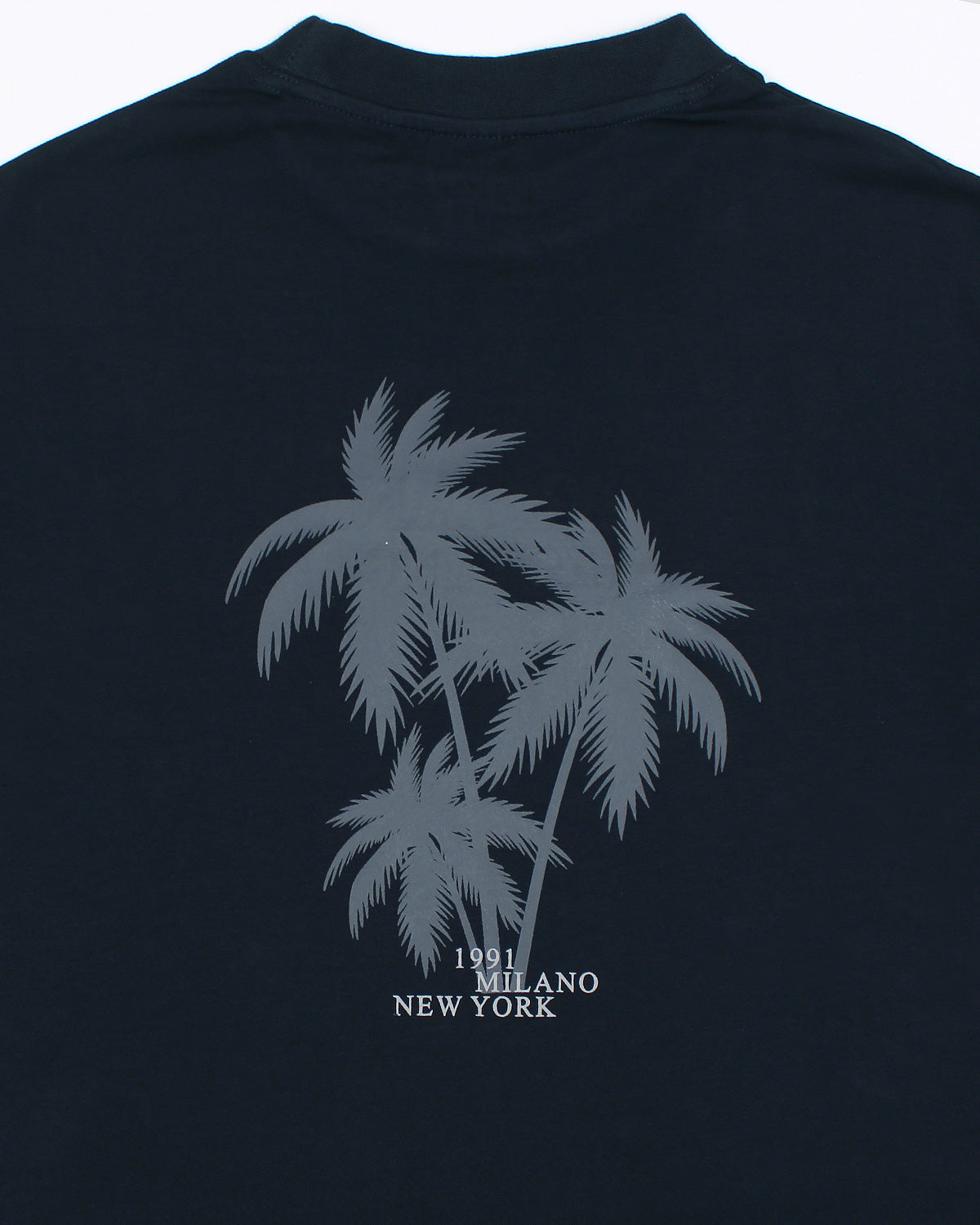 A-X Men's Oversized Logo Embroidered T-Shirt –  Navy Blue