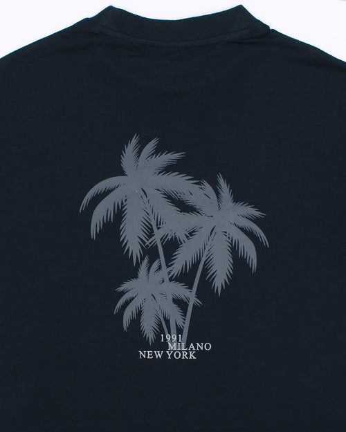 A-X Men's Oversized Logo Embroidered T-Shirt –  Navy Blue