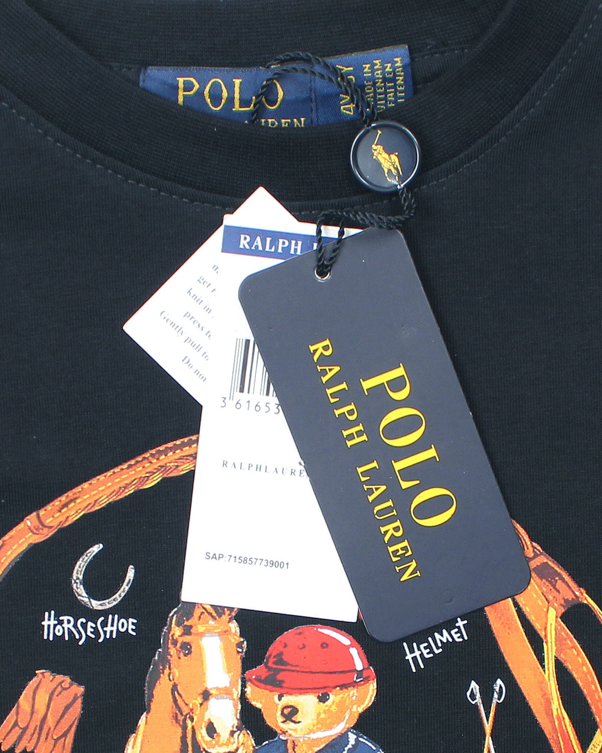 Premium Kids Pony Bear T Shirt - Navy Blue