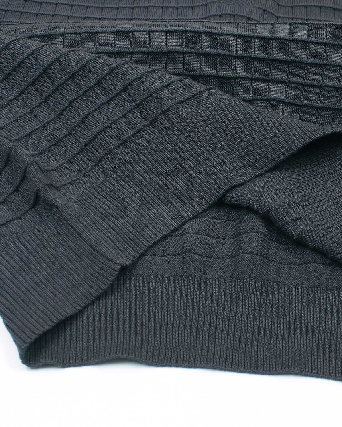 Men's Knitted Block Polo Shirt - Grey