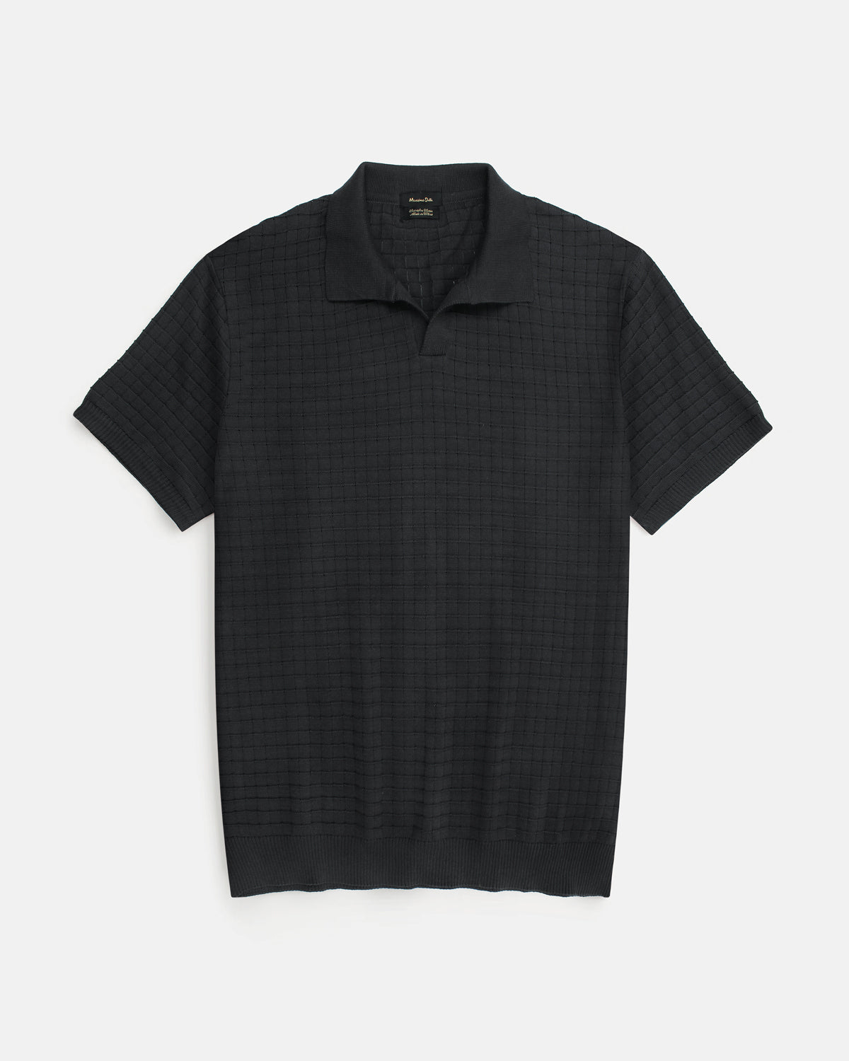 Men's Knitted Block Polo Shirt - Black