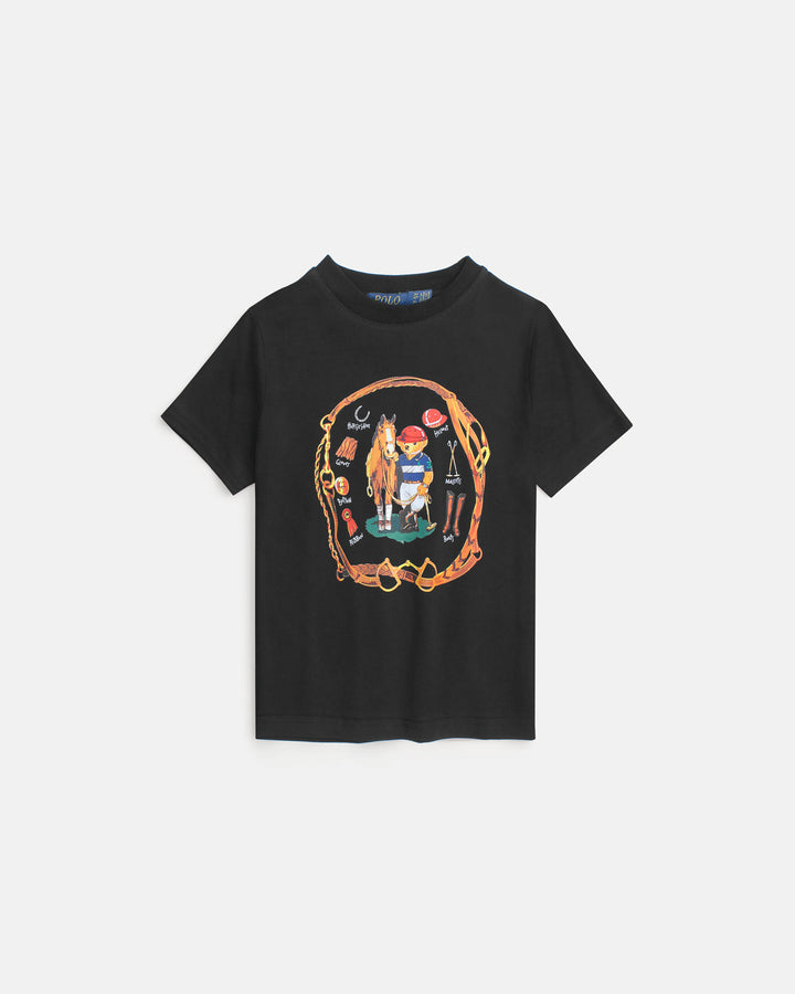 Premium Kids Pony Bear T Shirt - Black