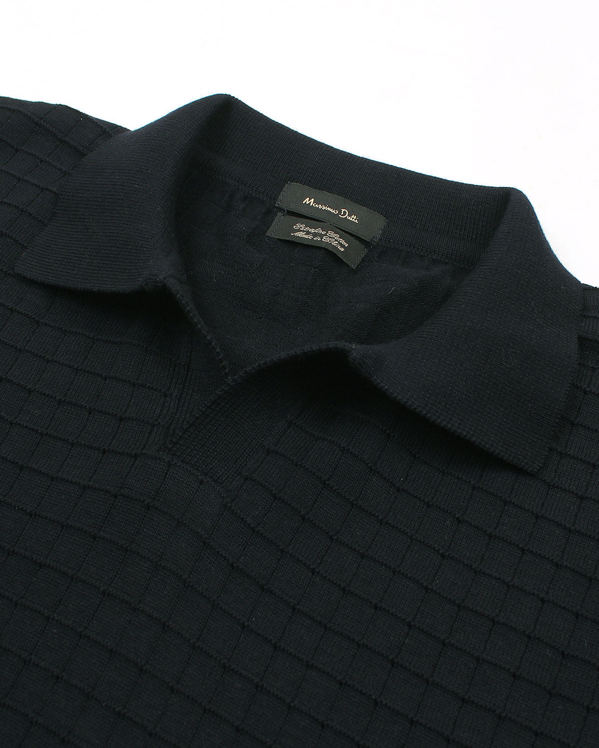 Men's Knitted Block Polo Shirt - Black