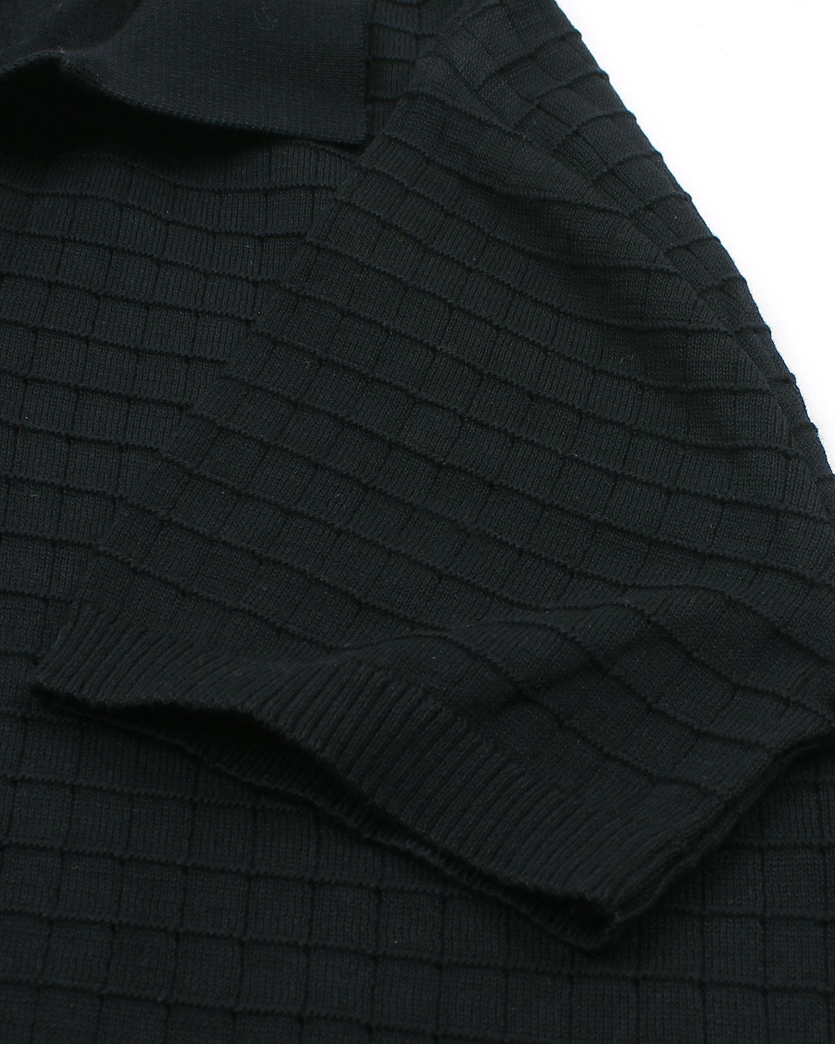 Men's Knitted Block Polo Shirt - Black