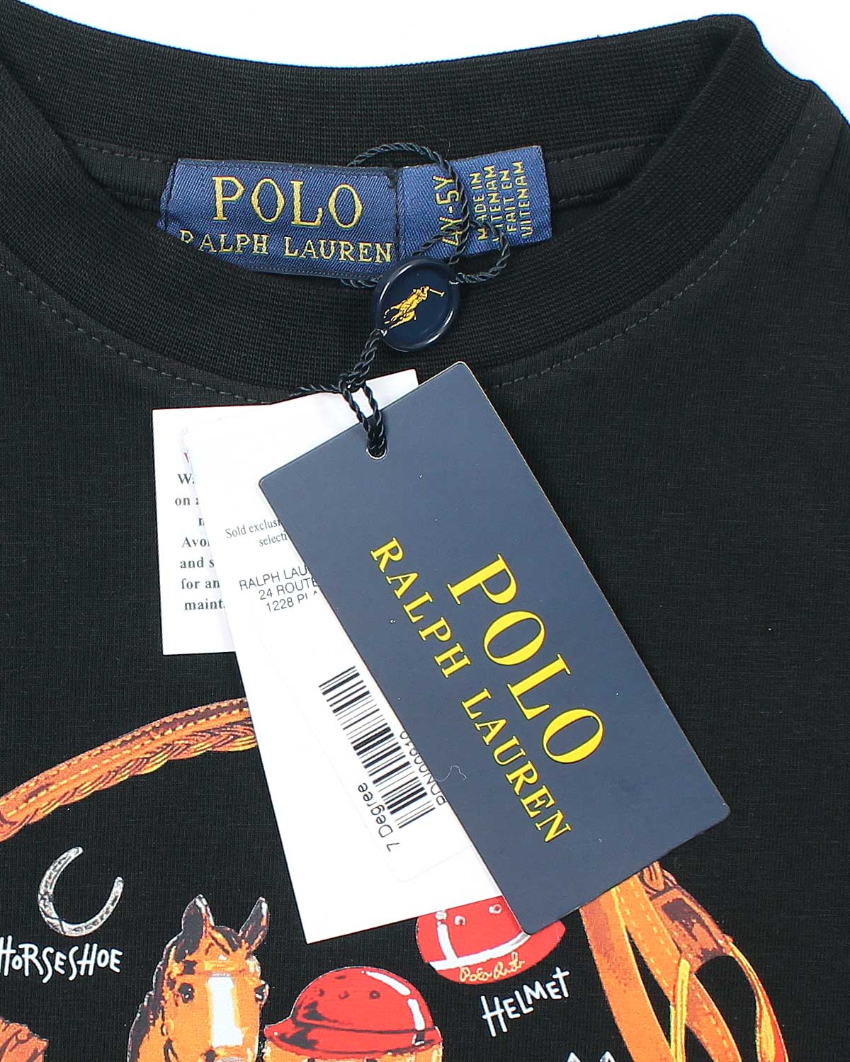 Premium Kids Pony Bear T Shirt - Black