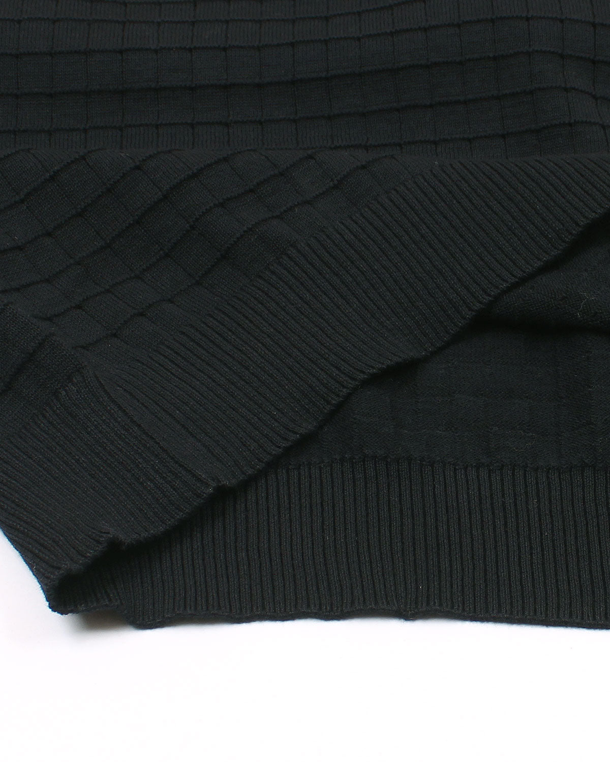 Men's Knitted Block Polo Shirt - Black