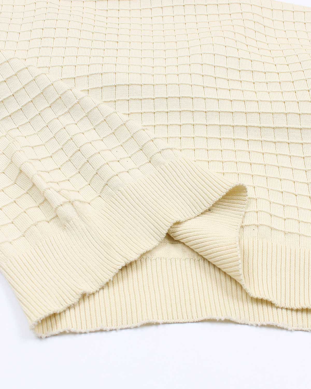 Men's Knitted Crew Neck T Shirt - Off White