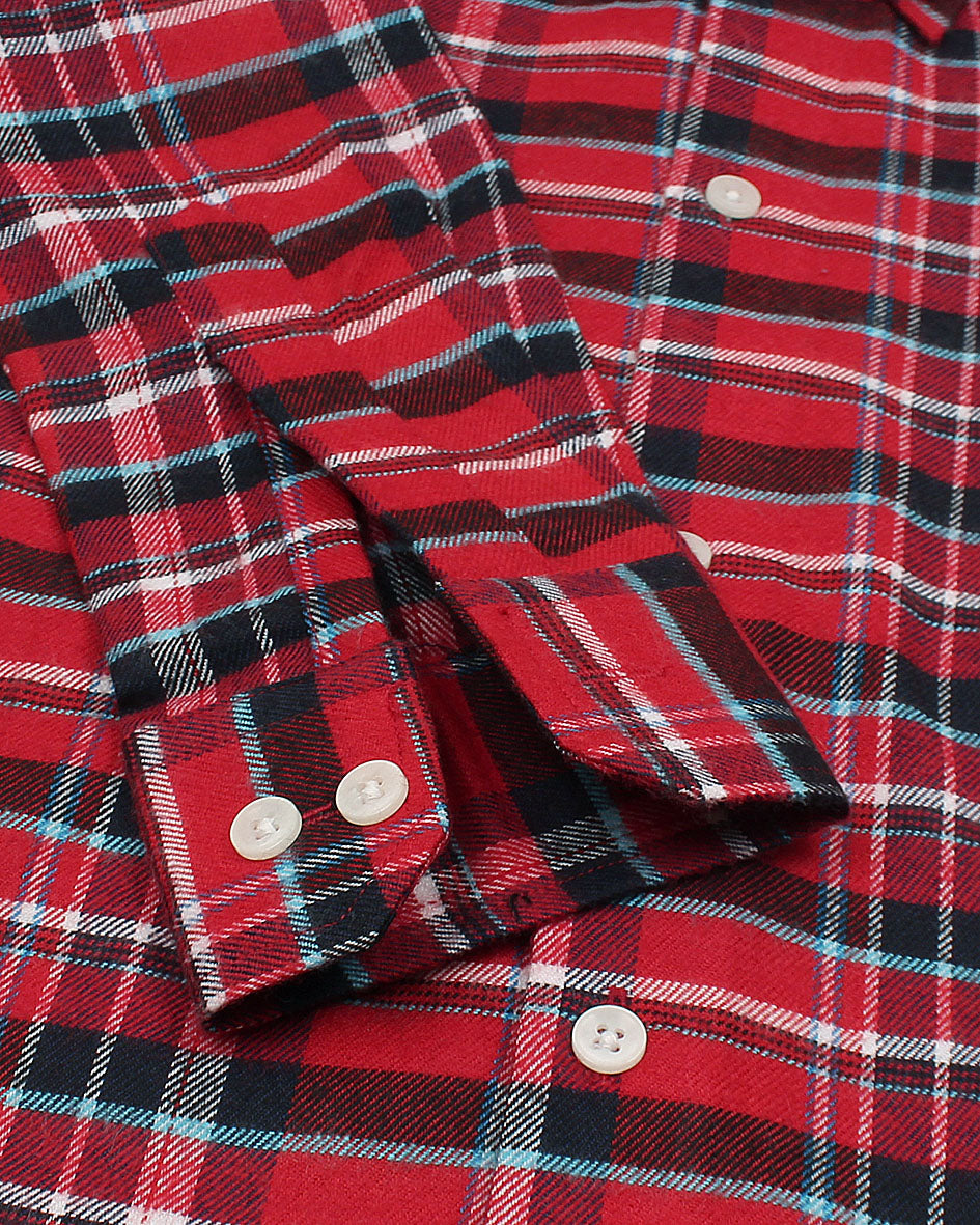 Kids Multi Line Checkered Shirt - Red