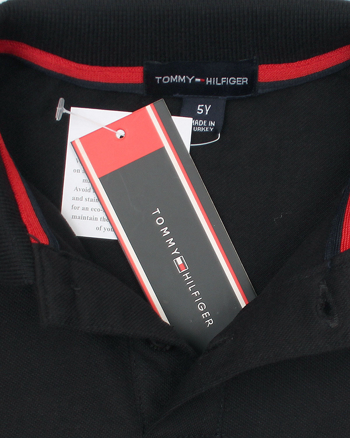 Premium Hilfiger Panel Kids Polo - Black