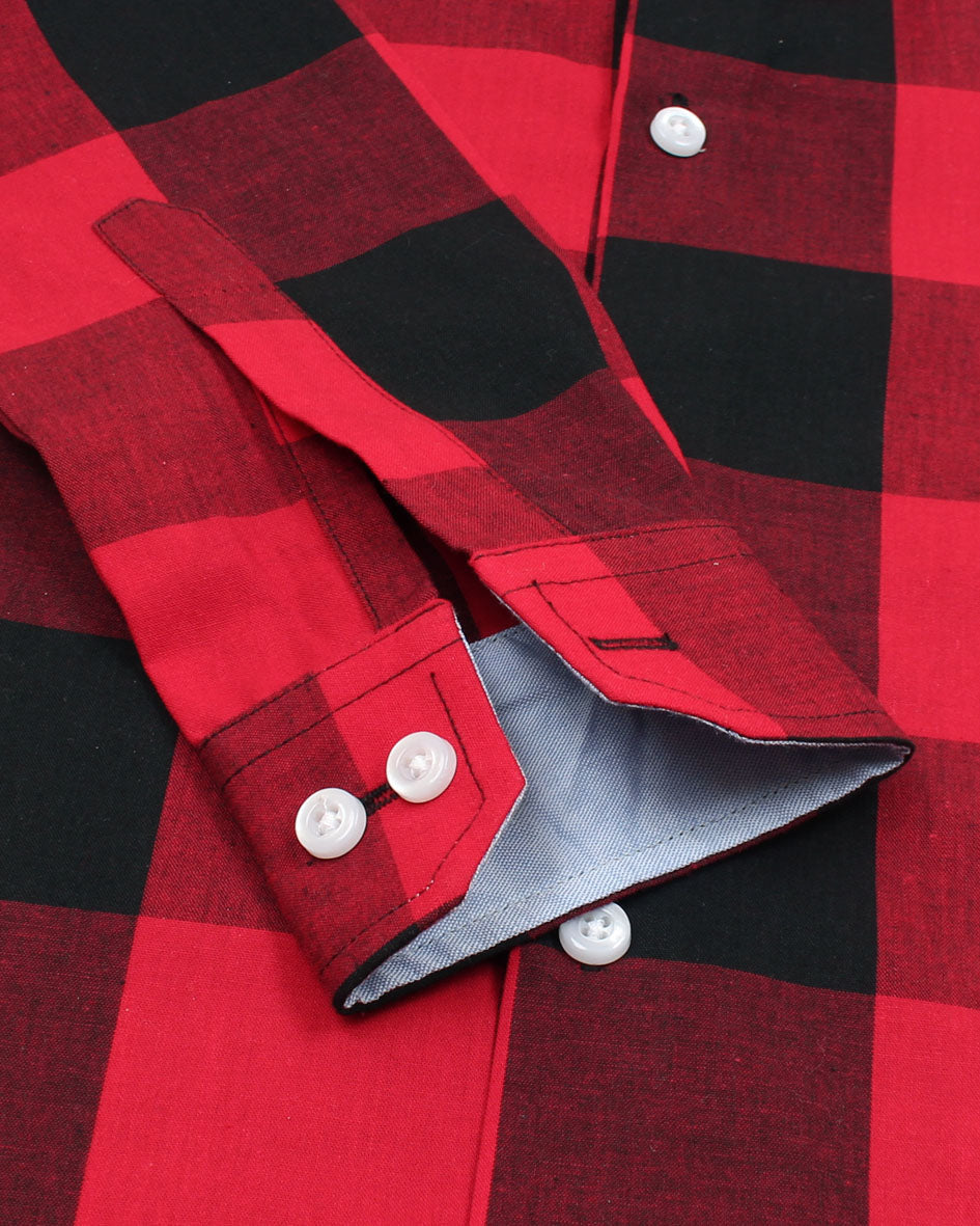 Kids Big Checkered Shirt - Red