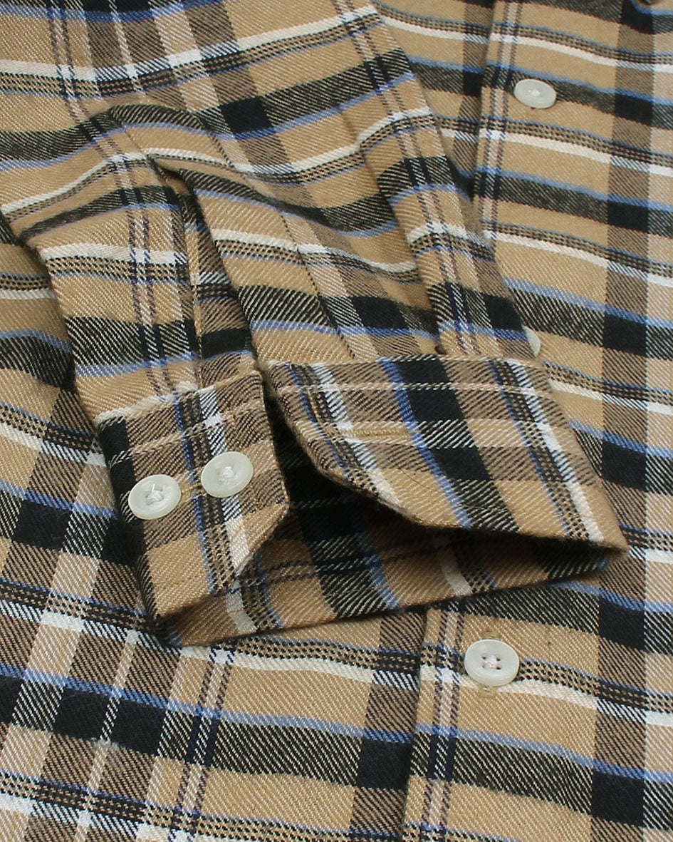 Kids Woven Checkered Shirt - Beige