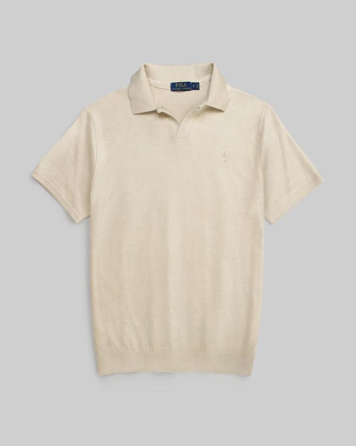 Exclusive Knitted Johny Collar Polo Shirt - Off White