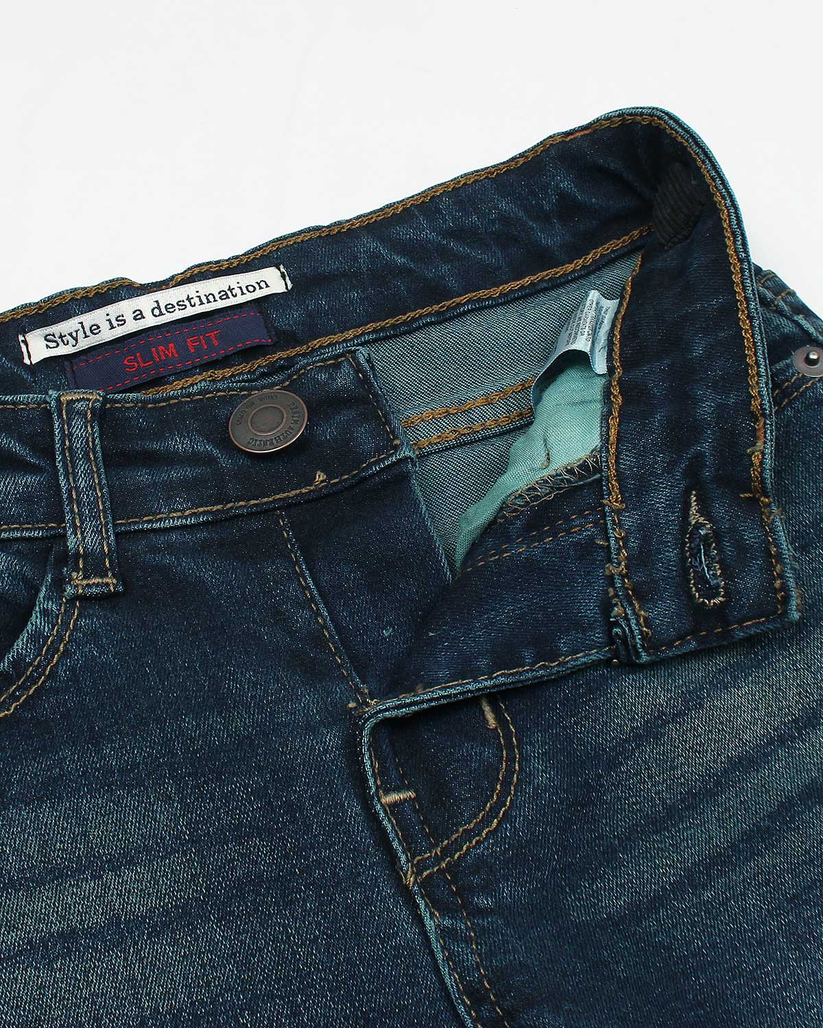 Premium Kids Denim Pants - Greenish Wash