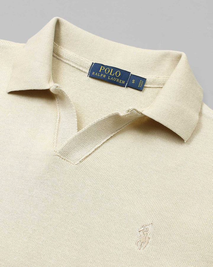 Exclusive Knitted Johny Collar Polo Shirt - Off White