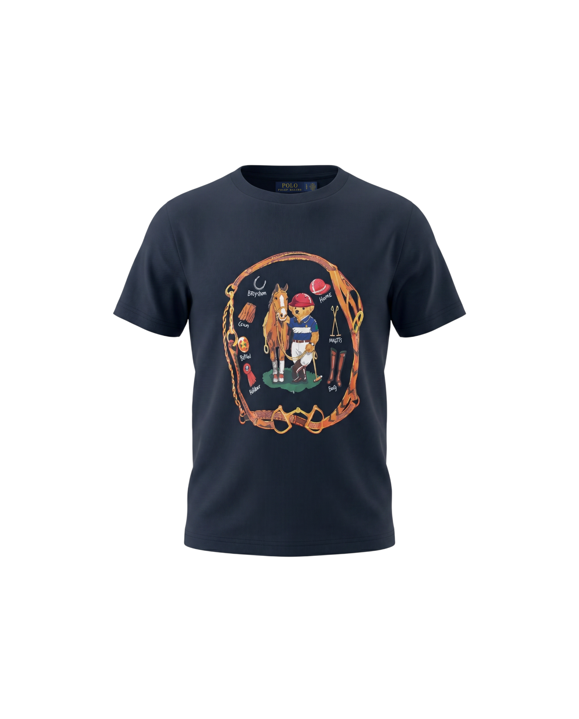 Premium Kids Pony Bear T Shirt - Navy Blue