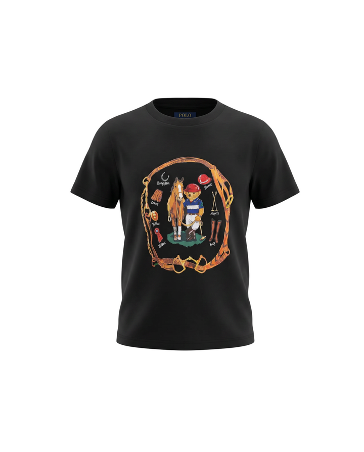 Premium Kids Pony Bear T Shirt - Black