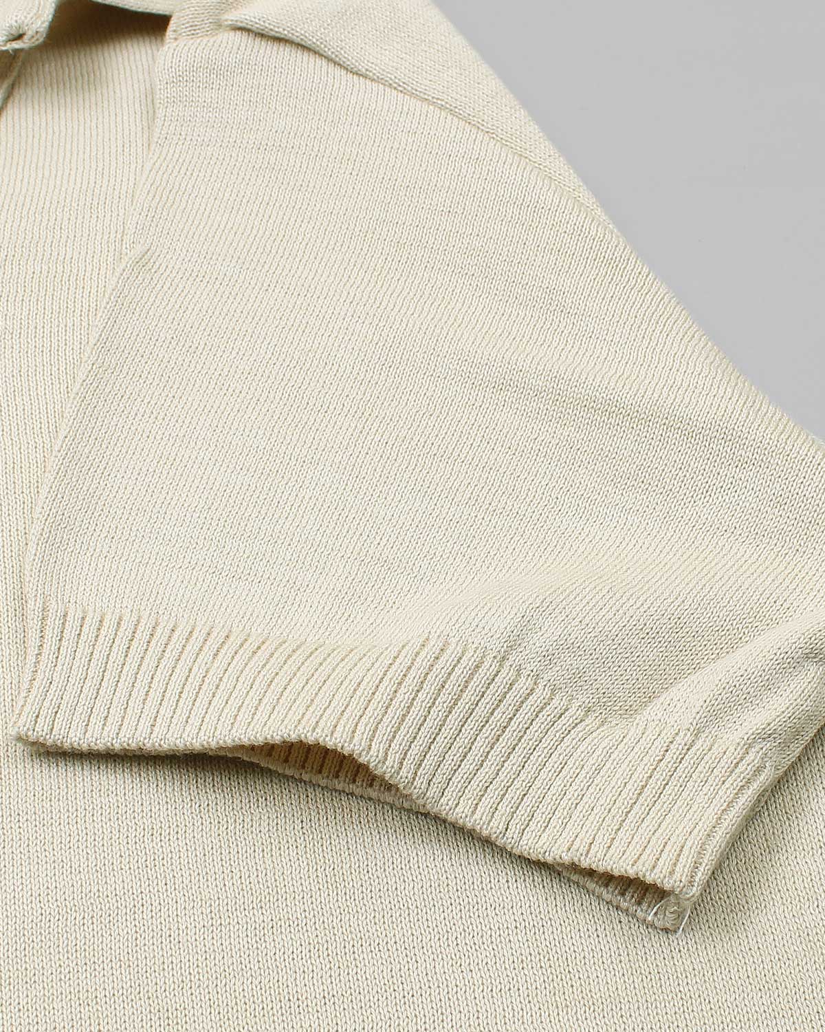 Exclusive Knitted Johny Collar Polo Shirt - Off White