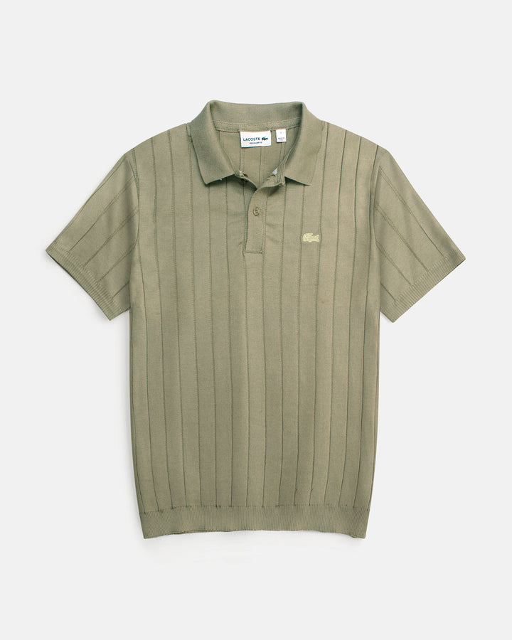 Iconic Lac. Knitted Polo Shirt - Brown