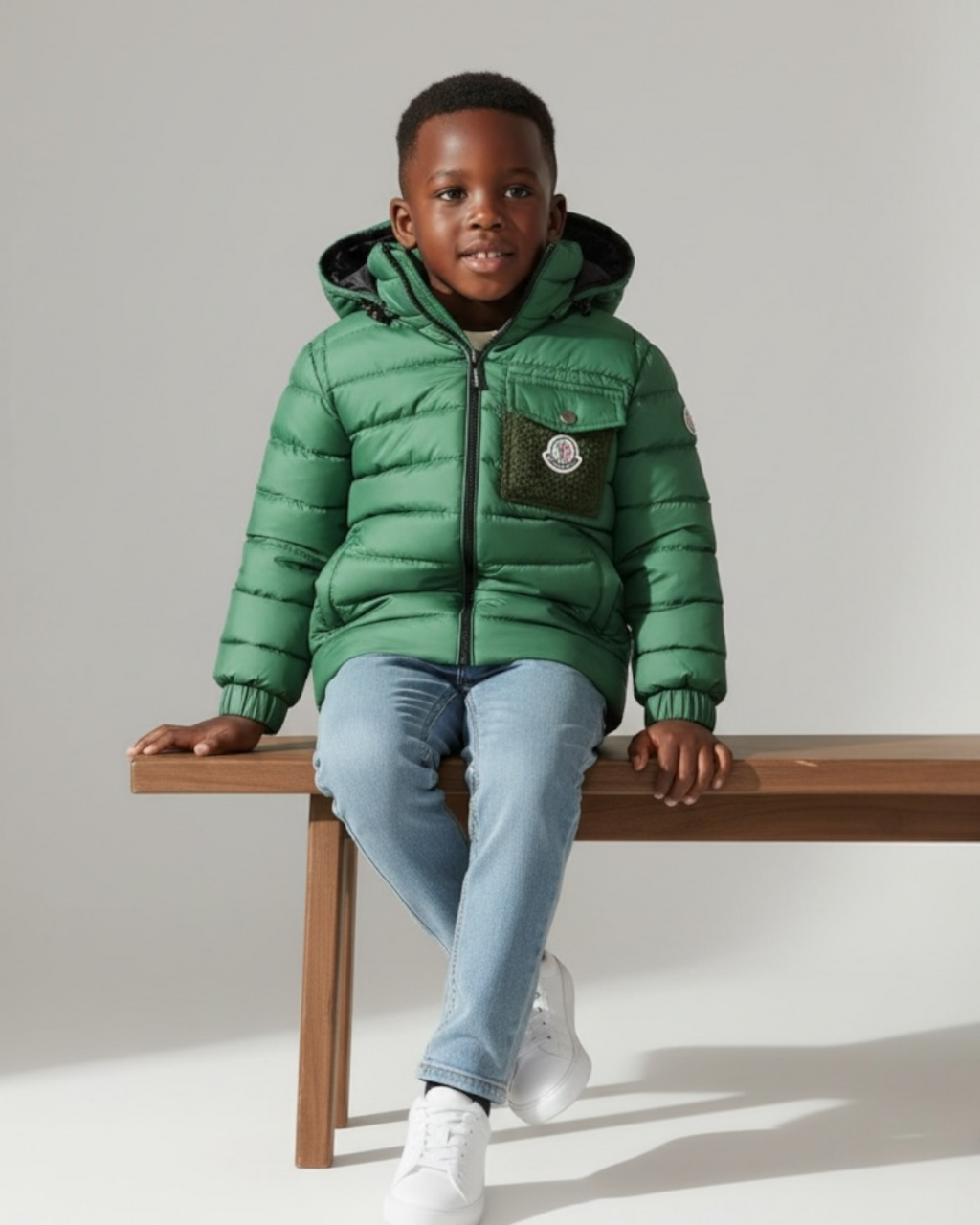Kids Mon. Puffer Hooded Jacket - Green